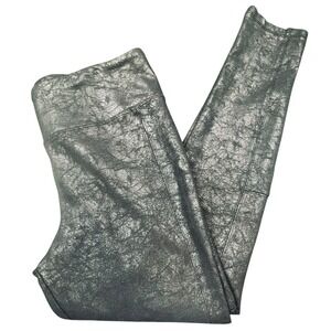 Mudd FLX Stretch Metallic Crackle Leggings Women's Large High Rise Skinny Athlet